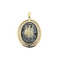 Gold cameo portrait pendant with the Three Graces