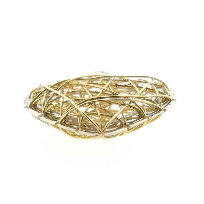 Image 4 of Two-tone gold pendant of a heart with gold threads