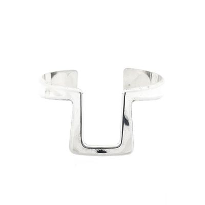 Image 1 of Silver Slave Bracelet with Pattern; Size S/M