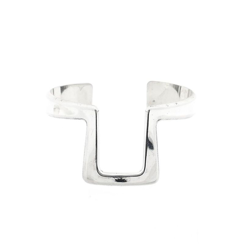 Image 1 of Silver Slave Bracelet with Pattern; Size S/M