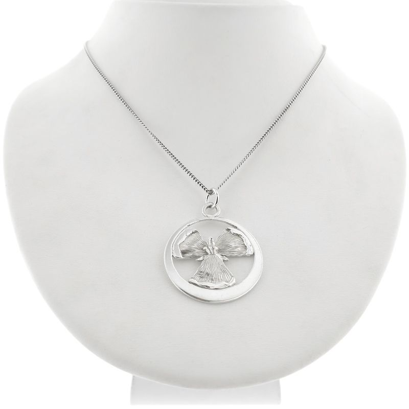 Image 5 of Silver round pendant with guardian angel