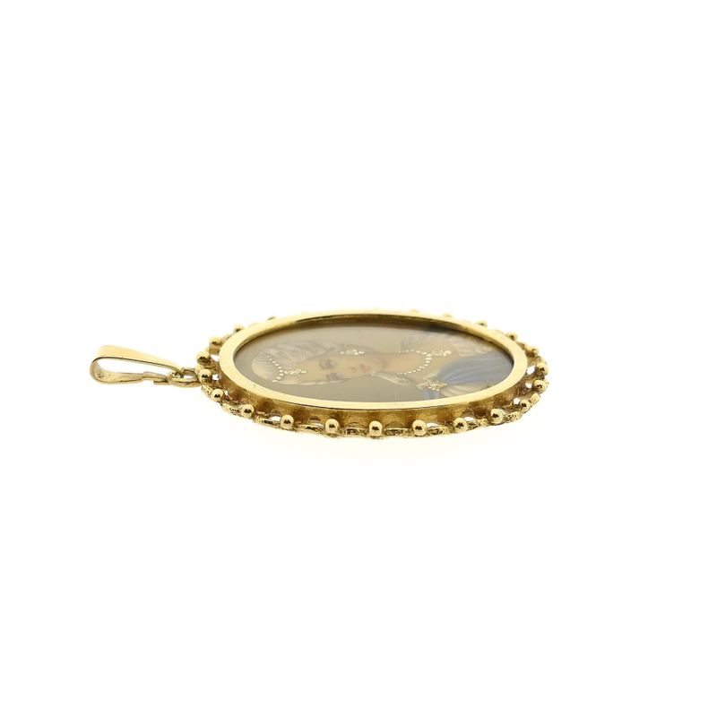 Image 7 of Antique Gold Pendant with Enamel Portrait and Diamonds