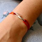 Image 2 of Forever Knots® Handmade Red Satin Bracelet with Silver Link