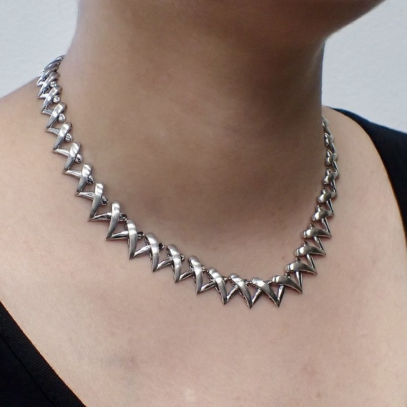 Image 10 of White gold matted fantasy link necklace