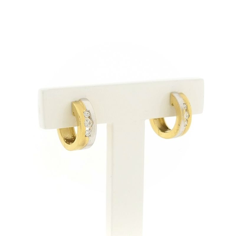 Image 2 of Two-tone gold earrings with zirconia