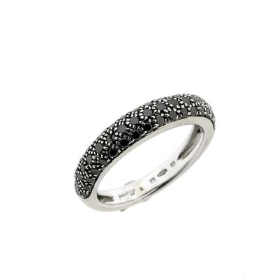Image 1 of White gold pavé ring with black diamonds; 0.55 ct.