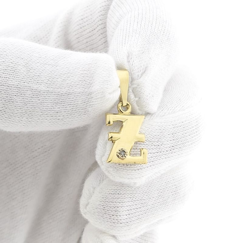 Image 11 of Gold pendant of the letter Z with diamond 0.005 ct.
