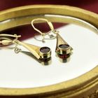 Image 2 of Vintage gold earrings with dark red stone