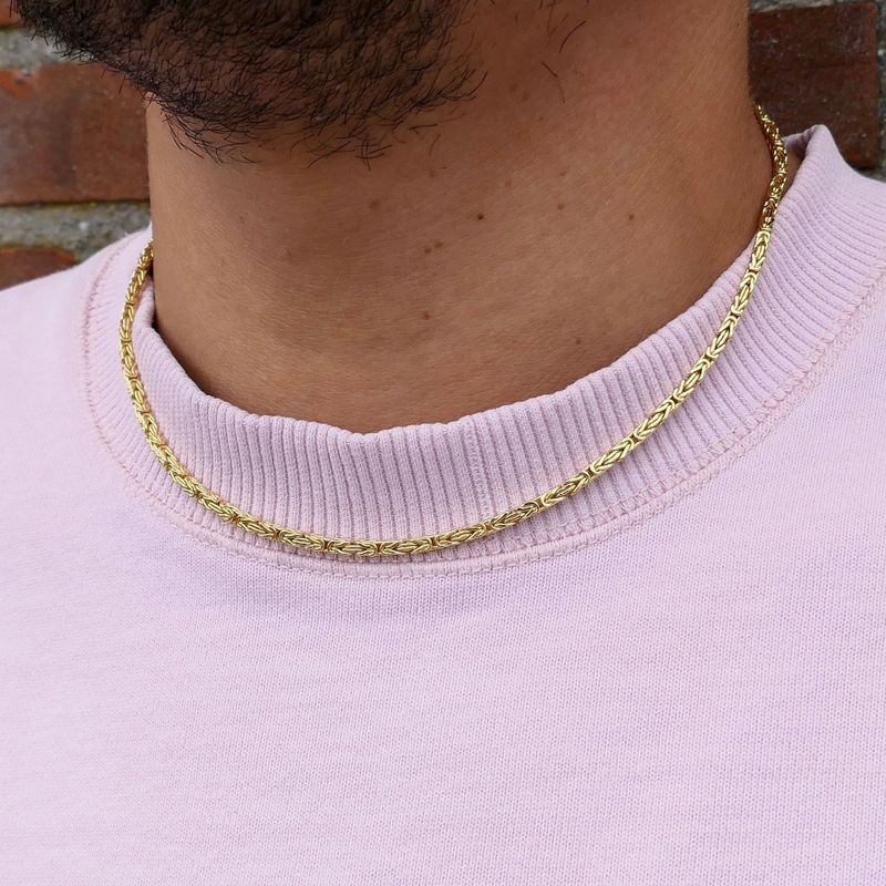 Afbeelding 10 van Gouden vierkante koningsschakel ketting | 46,5 cm