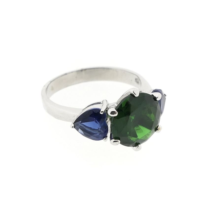 Image 5 of Silver ring with zirconia stones.