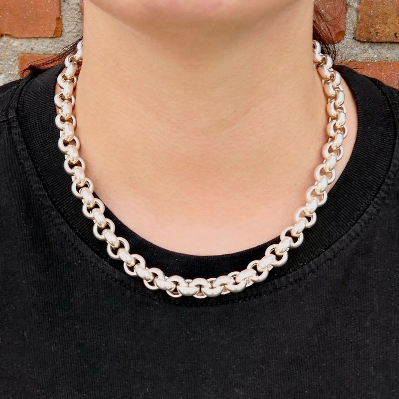 Afbeelding 9 van Zilveren jasseronschakel collier | 45 cm