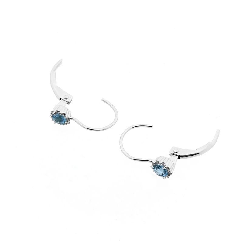 Image 6 of White gold earrings with aquamarine and diamond | 0.09 ct.