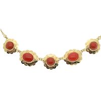 Vintage gold necklace with red coral | 43 cm