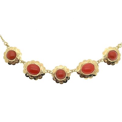 Image 1 of Vintage gold necklace with red coral | 43 cm