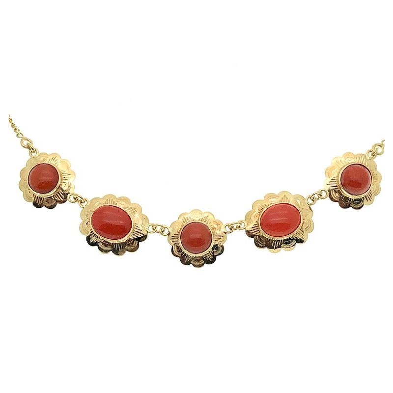 Image 1 of Vintage gold necklace with red coral | 43 cm