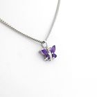Image 6 of 18 carat white gold pendant with amethyst; Butterfly