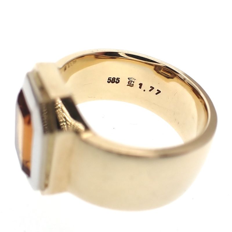 Image 6 of Two-tone gold ring with emerald-cut gold topaz