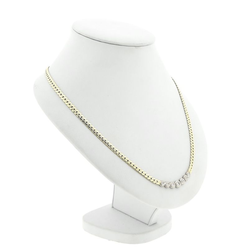 Image 3 of Gold flat gourmet link necklace with 0.50 ct diamond.