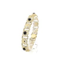 Antique gold boat bracelet with garnet