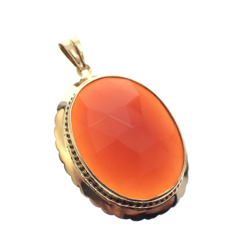 Image 2 of Large vintage gold pendant with carnelian.