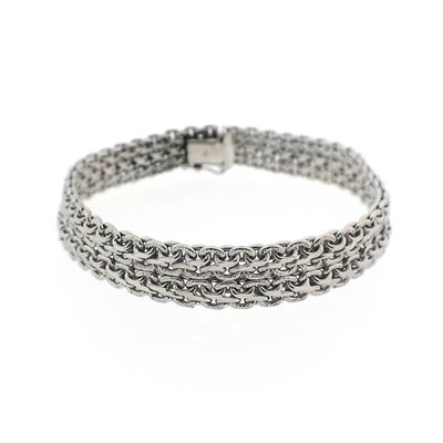 Image 1 of White gold French gourmet link bracelet