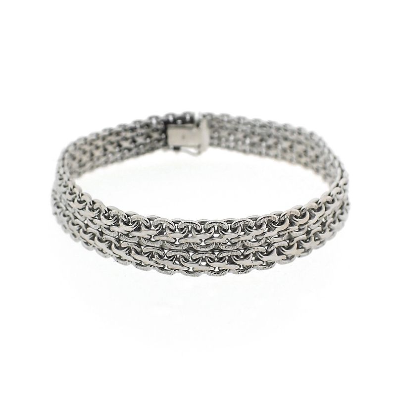 Image 1 of White gold French gourmet link bracelet
