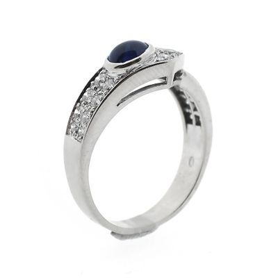 Image 1 of White gold ring with sapphire and diamonds 0.61 ct.