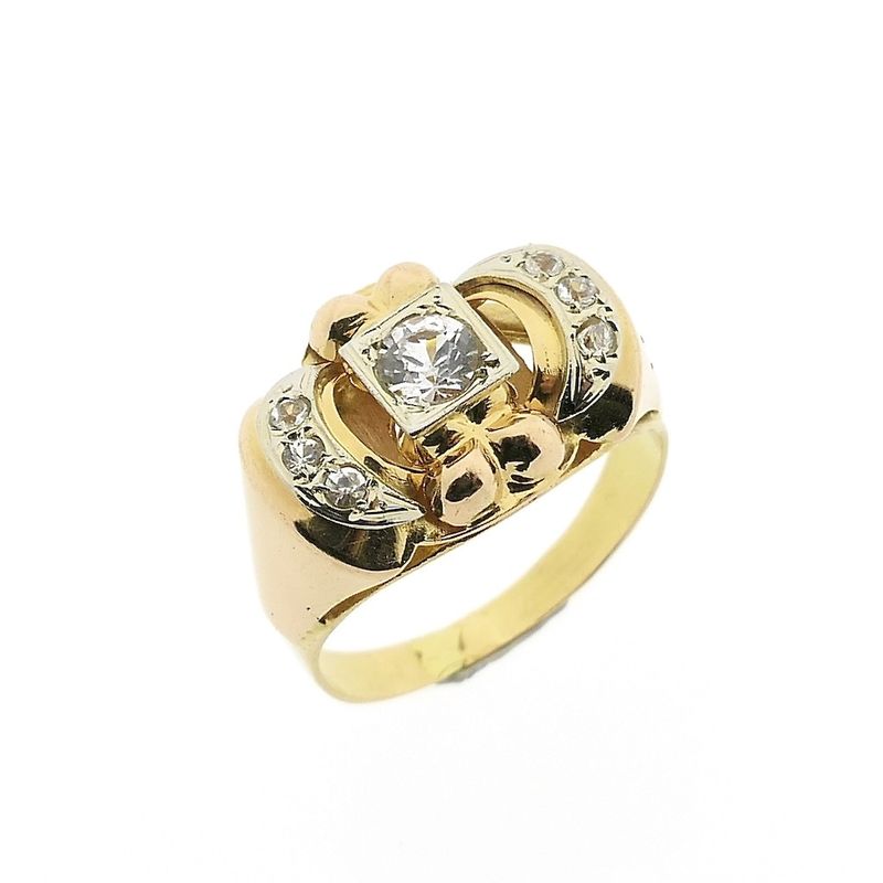 Image 1 of 18 carat bicolor gold ring with zirconia
