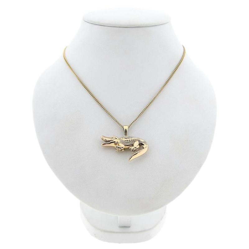 Image 4 of Bicolor Gold Crocodile Pendant with Diamonds; 0.015 ct.