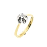Bicolor gold solitaire ring with diamond; 0.035 ct.