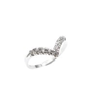 Silver women's ring with zirconia | V-shape