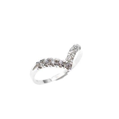 Image 1 of Silver women's ring with zirconia | V-shape