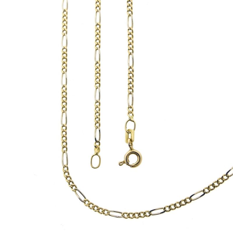 Image 1 of Two-tone gold Figaro link chain | 51.5 cm
