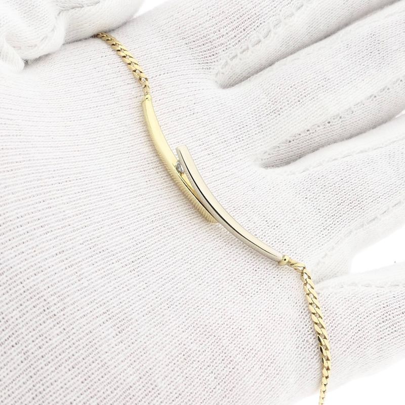 Image 12 of Bicolor Gold Gourmet Link Bracelet with Diamond; 0.05 ct.
