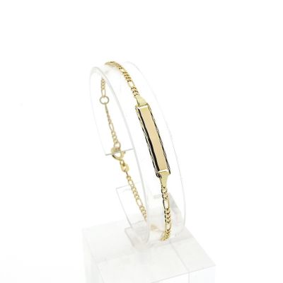 Image 1 of Gold Figaro link bracelet with engraving | 16.5 - 18.5 cm
