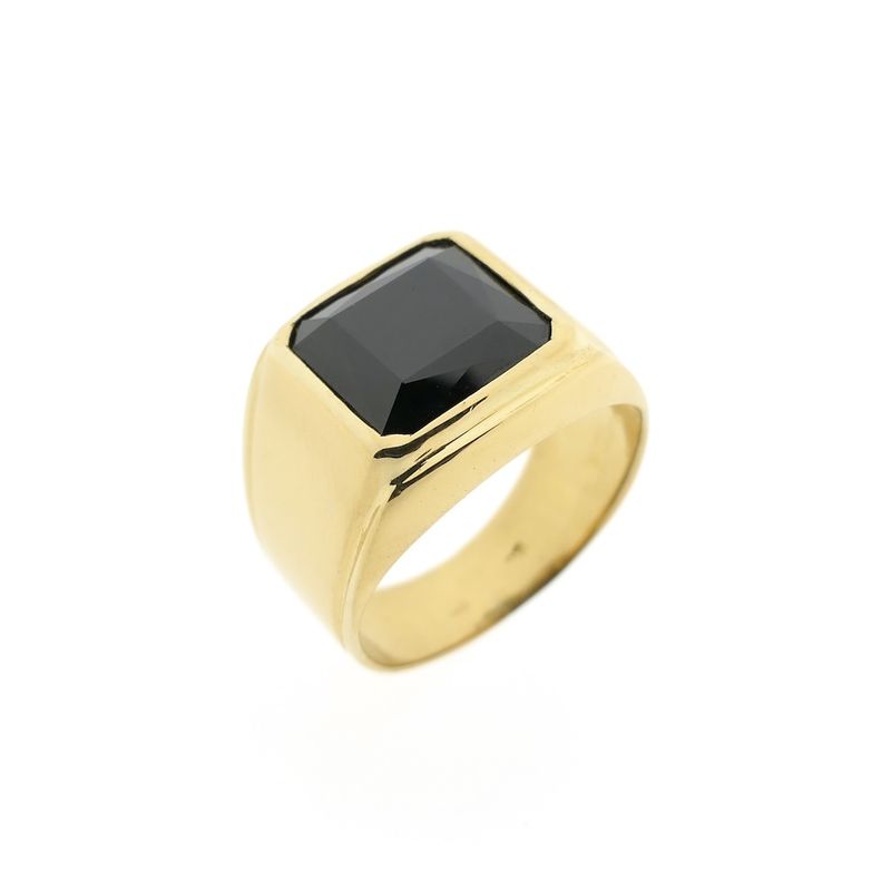 Image 1 of Gold men's signet ring with onyx; pinky ring