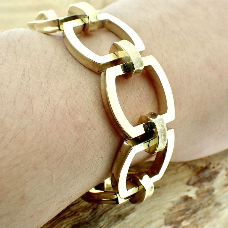 Image 4 of Gold wide link bracelet