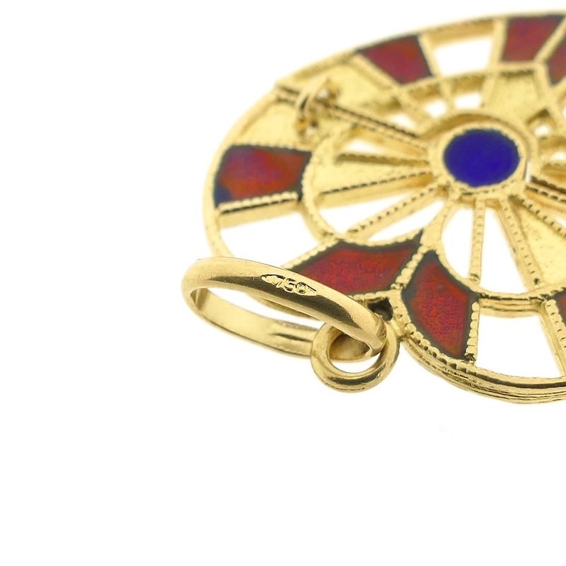 Image 7 of Gold heart pendant with colored enamel