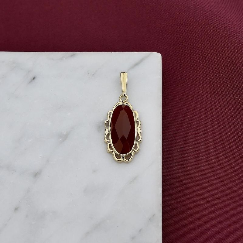 Image 7 of Vintage gold entourage pendant with carnelian