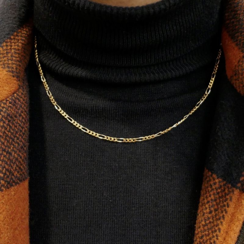Image 6 of Two-tone gold Figaro link chain