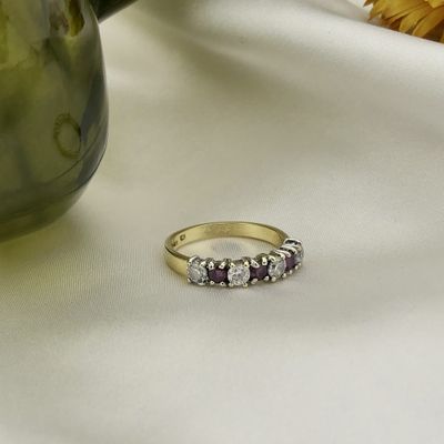 Image 2 of 9 carat row ring with ruby ​​and zirconia