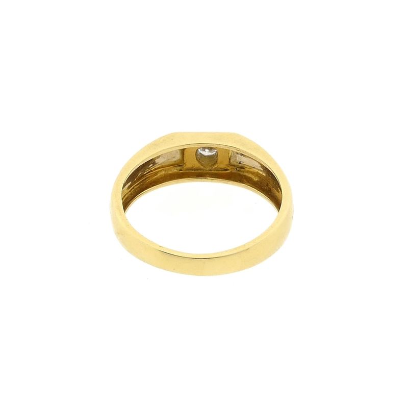 Image 6 of 18 Karat Bicolor Gold Solitaire Ring with Diamond; 0.08 ct.