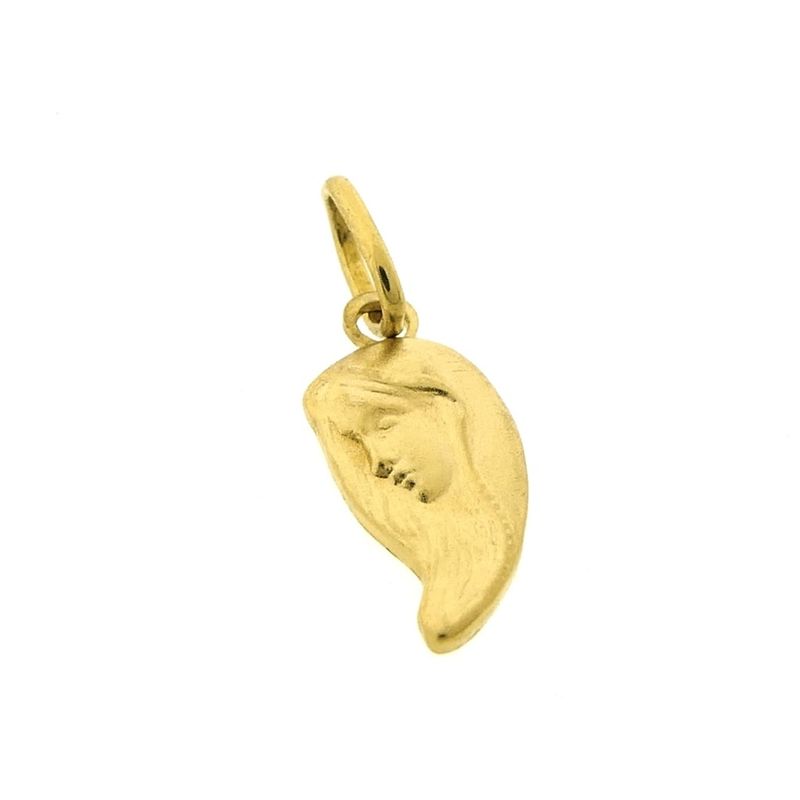 Image 3 of Gold pendant of a half heart with a woman