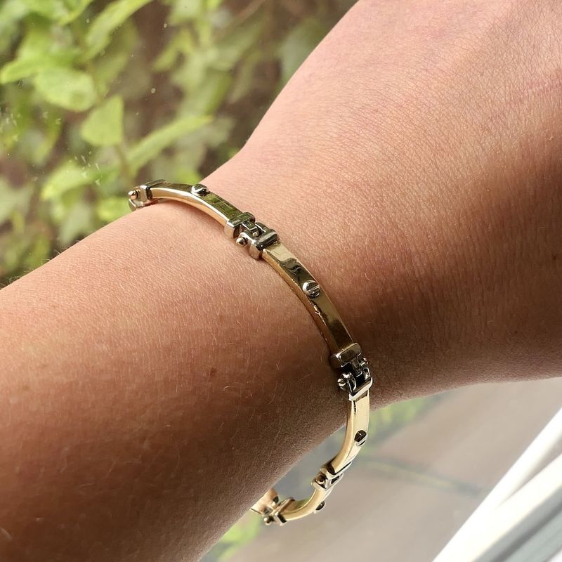 Image 7 of Two-tone gold bar bracelet