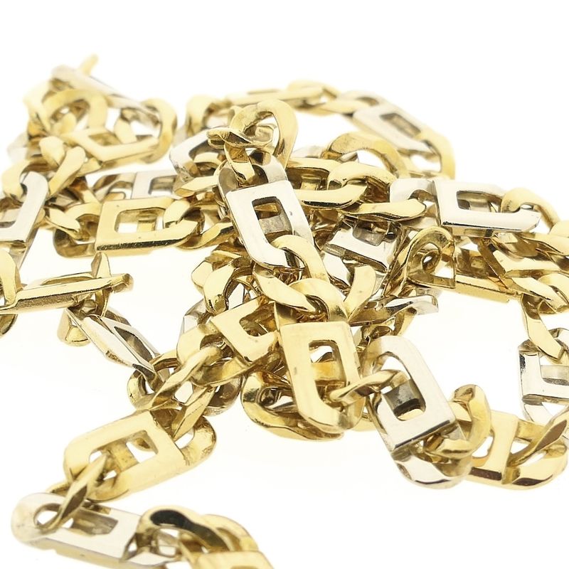 Image 8 of Two-tone gold navy link necklace