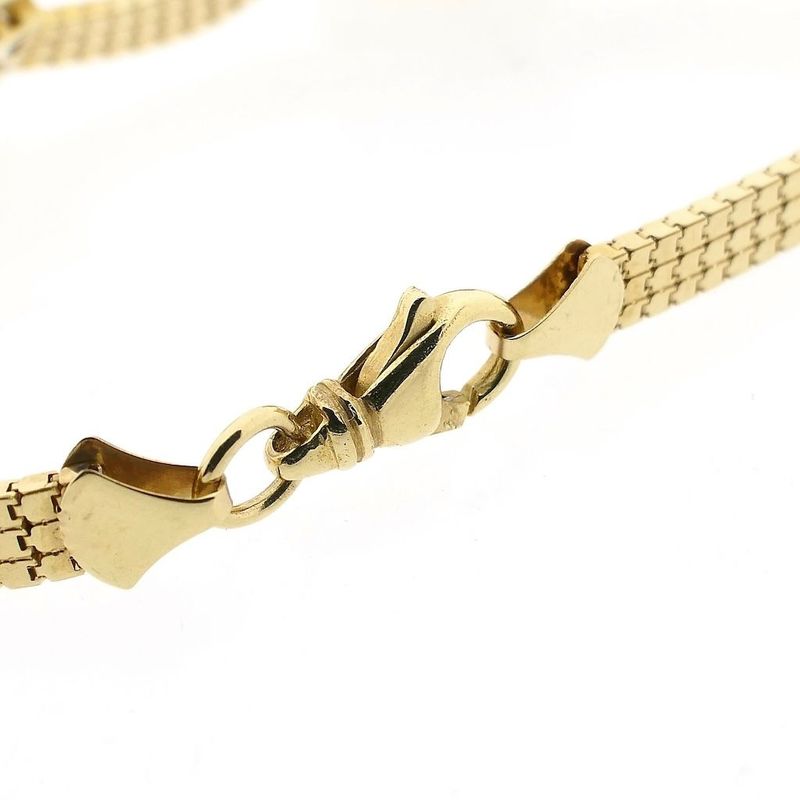 Image 4 of Gold Flat Snake Link Bracelet with Zirconia