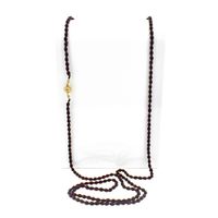 Antique glass bead necklace/sautoir with gold clasp