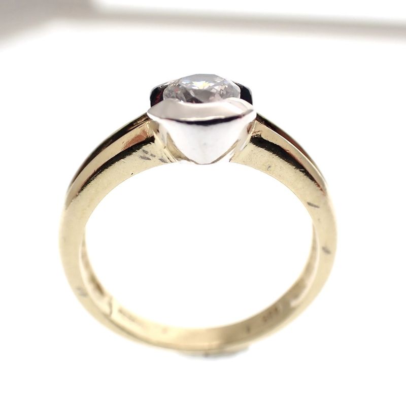 Image 8 of Two-tone gold solitaire ring with zirconia