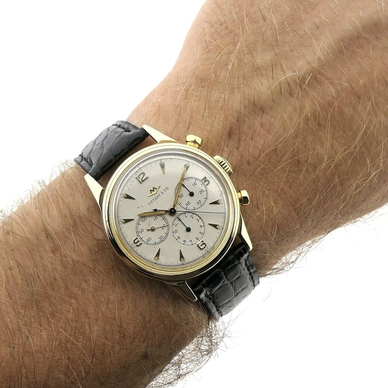 Image 18 of Movado 'Tiffany & Co' M95 Chronograph 49058; Vintage 14k gold men's watch