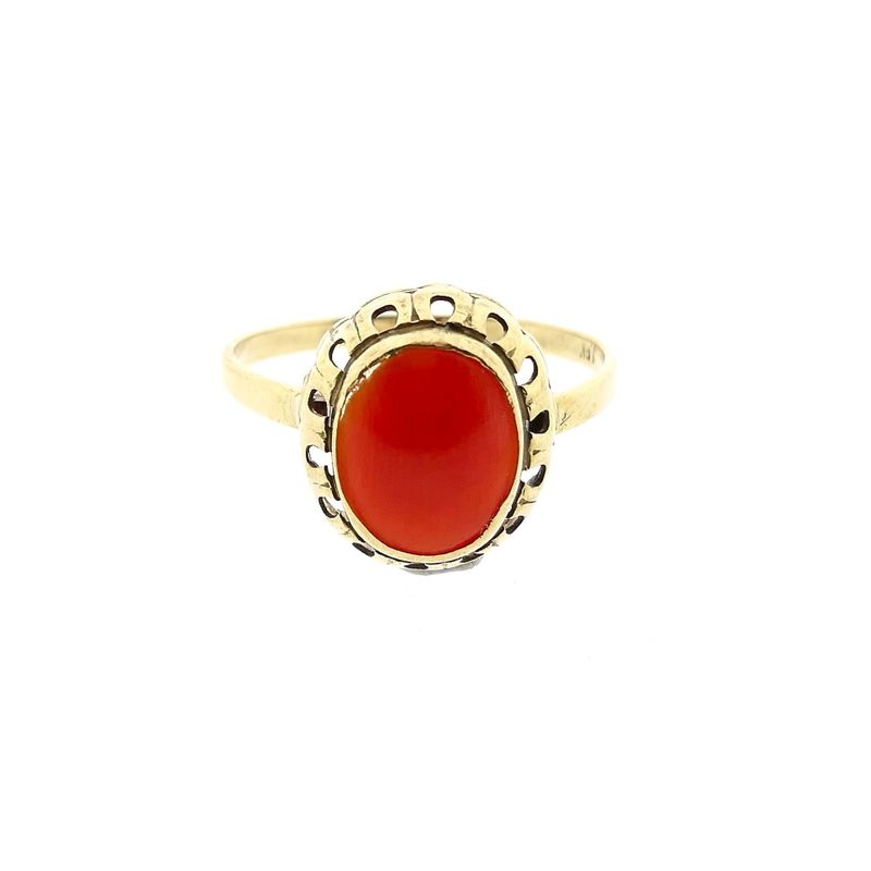 Afbeelding 3 van 8 karaat ring met bloedkoraal 